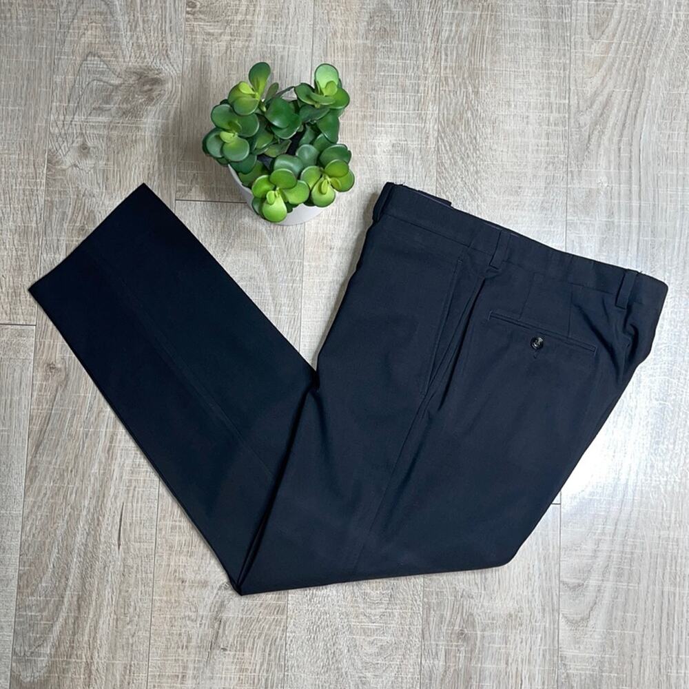 TED BAKER LONDON Black Flat Front Wool Jefferson Pant Trouser Dress Pant 35R